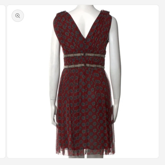 Isabel Marant Red and Gray Patterned Silk Midi Dress - Picture 3 of 3